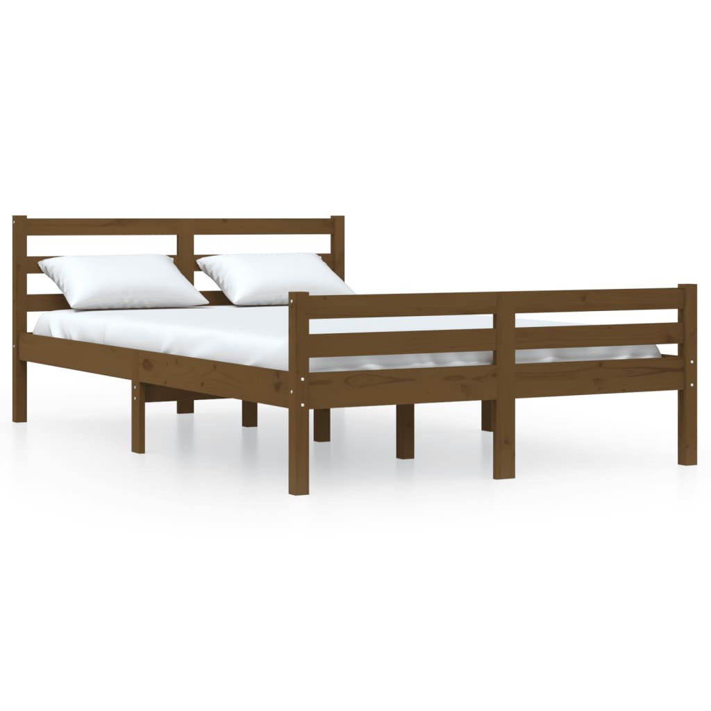 Bedframe massief hout honingbruin 135x190 cm is nu te koop bij PeponiXL, paradijselijk wonen!