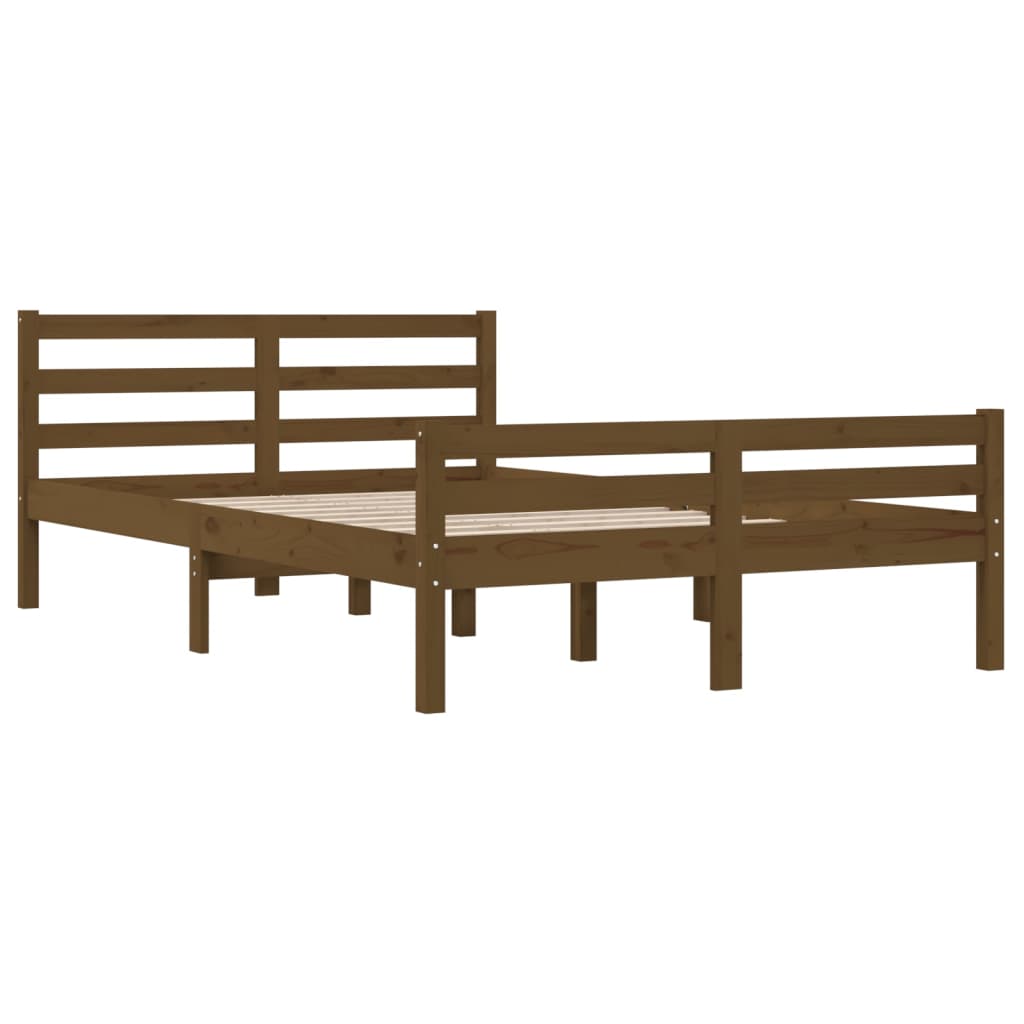 Bedframe massief hout honingbruin 135x190 cm is nu te koop bij PeponiXL, paradijselijk wonen!