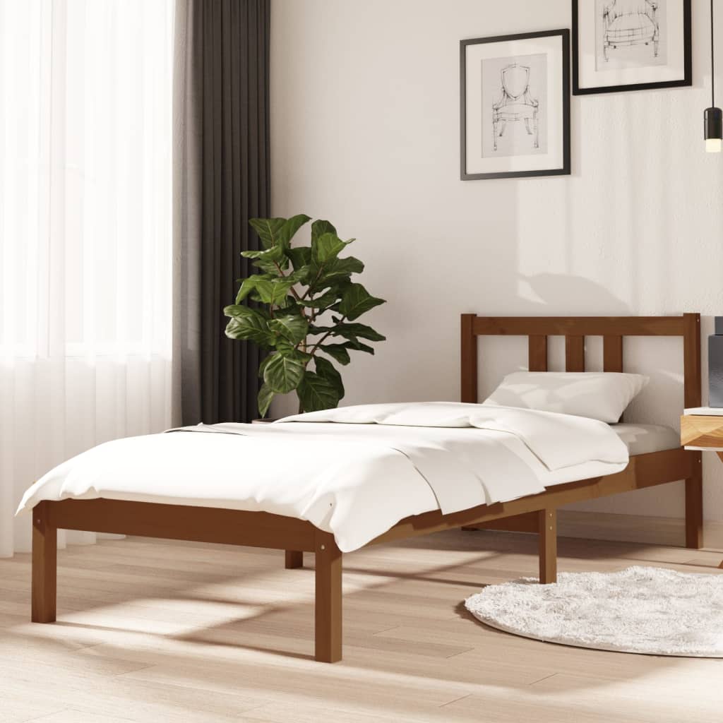 Bedframe massief hout honingbruin 75x190 cm is nu te koop bij PeponiXL, paradijselijk wonen!