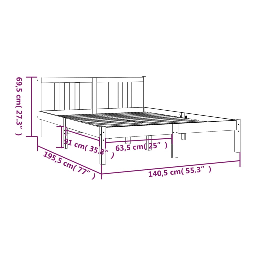Bedframe massief hout 135x190 cm Double is nu te koop bij PeponiXL, paradijselijk wonen!