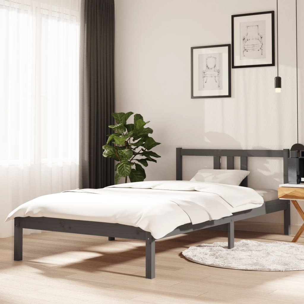 Bedframe massief hout grijs 100x200 cm is nu te koop bij PeponiXL, paradijselijk wonen!