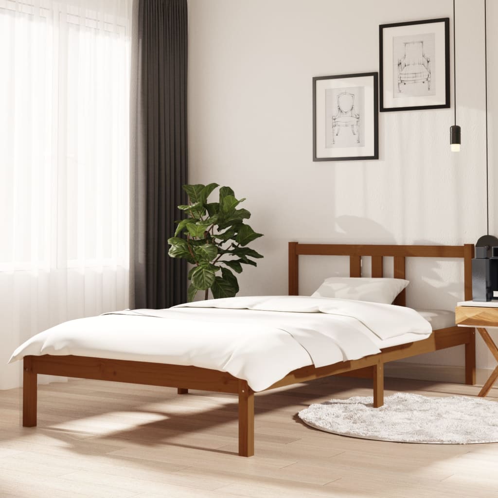 Bedframe massief hout honingbruin 100x200 cm is nu te koop bij PeponiXL, paradijselijk wonen!