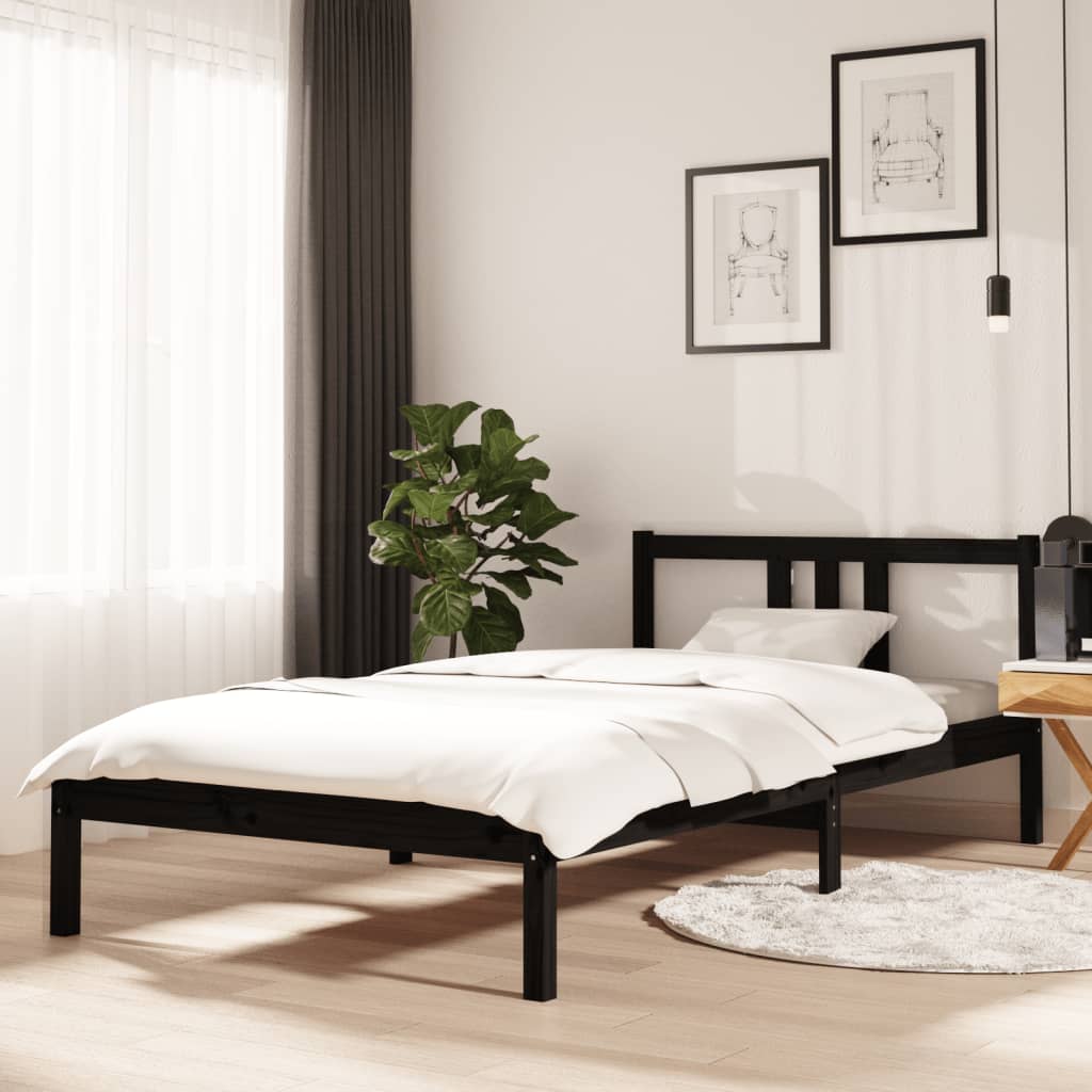 Bedframe massief hout zwart 100x200 cm is nu te koop bij PeponiXL, paradijselijk wonen!