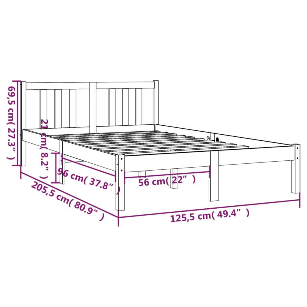 Bedframe zonder matras massief hout 120x200 cm is nu te koop bij PeponiXL, paradijselijk wonen!