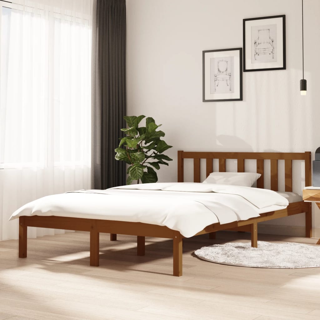 Bedframe massief hout honingbruin 120x200 cm is nu te koop bij PeponiXL, paradijselijk wonen!