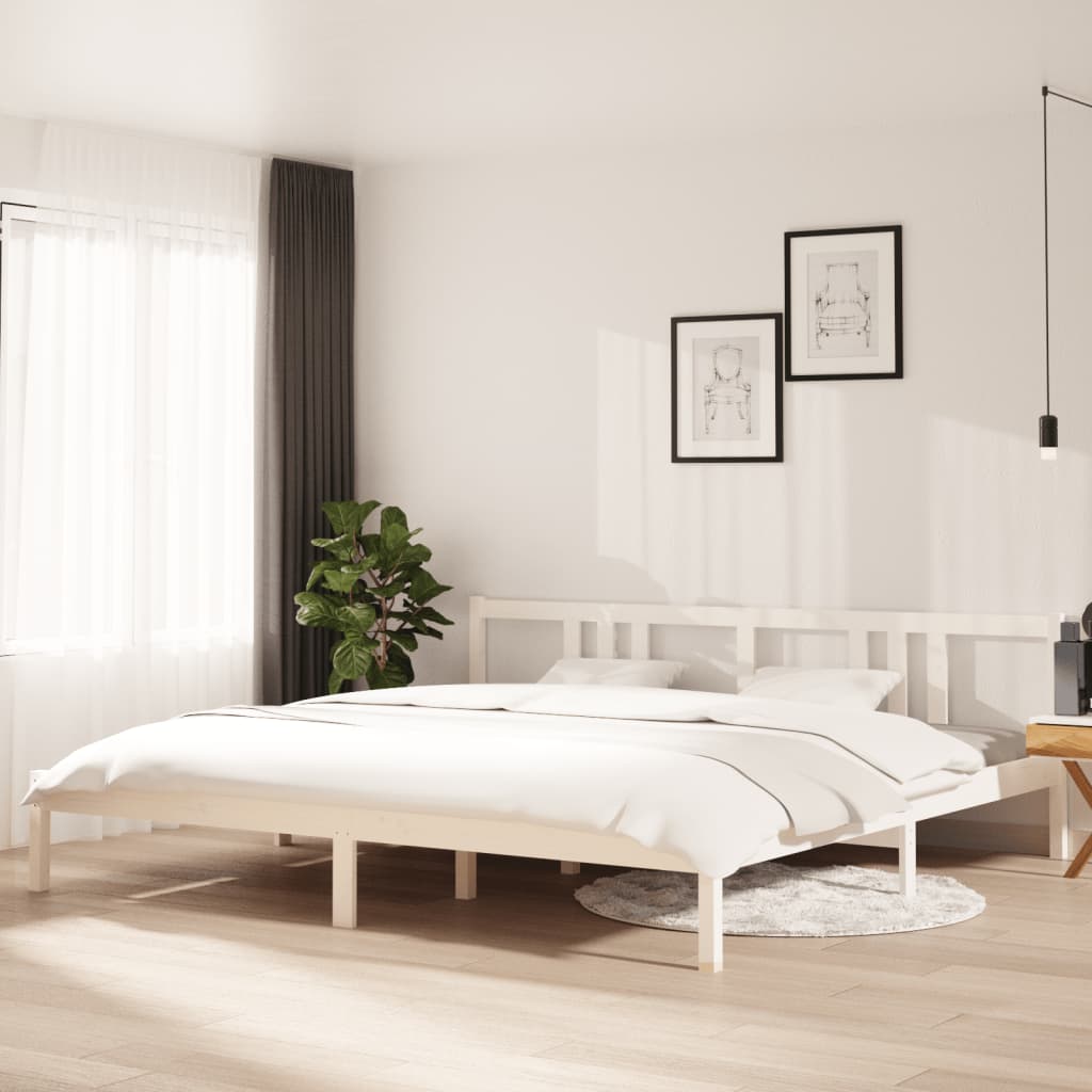 Bedframe massief hout wit 200x200 cm is nu te koop bij PeponiXL, paradijselijk wonen!