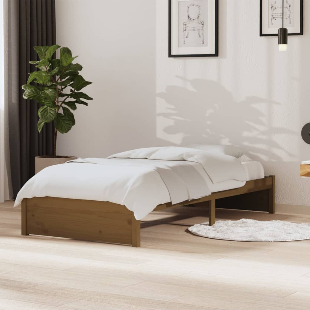 Bedframe massief hout honingbruin 90x190 cm is nu te koop bij PeponiXL, paradijselijk wonen!