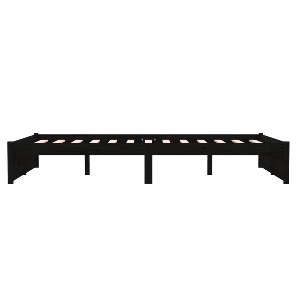 Bedframe massief hout zwart 120x190 cm is nu te koop bij PeponiXL, paradijselijk wonen!