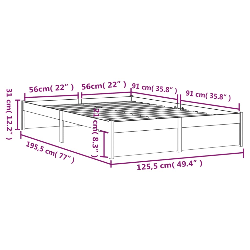 Bedframe massief hout zwart 120x190 cm is nu te koop bij PeponiXL, paradijselijk wonen!