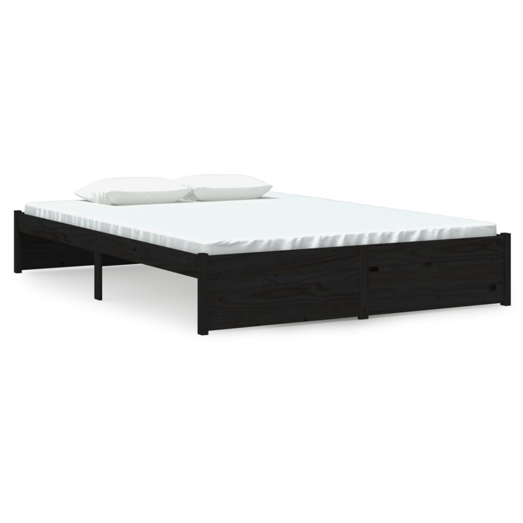 Bedframe massief hout zwart 140x190 cm is nu te koop bij PeponiXL, paradijselijk wonen!