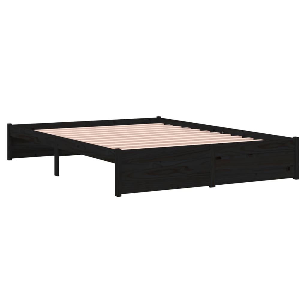 Bedframe massief hout zwart 140x190 cm is nu te koop bij PeponiXL, paradijselijk wonen!
