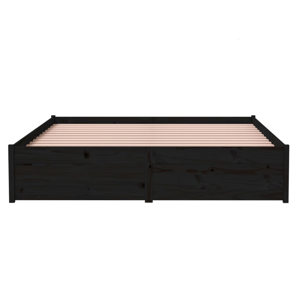 Bedframe massief hout zwart 140x190 cm is nu te koop bij PeponiXL, paradijselijk wonen!