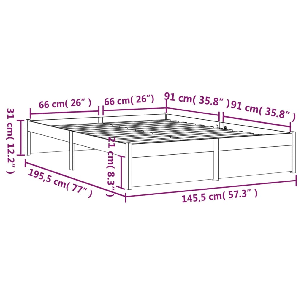 Bedframe massief hout zwart 140x190 cm is nu te koop bij PeponiXL, paradijselijk wonen!