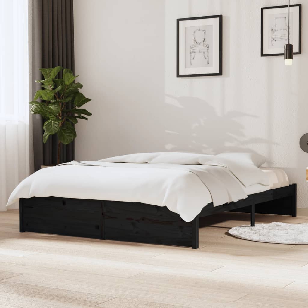 Bedframe massief hout zwart 140x190 cm is nu te koop bij PeponiXL, paradijselijk wonen!