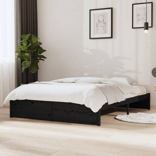 Bedframe massief hout zwart 140x190 cm is nu te koop bij PeponiXL, paradijselijk wonen!