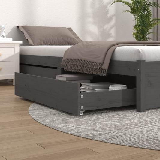 Bedlades 2 st massief grenenhout grijs is nu te koop bij PeponiXL, paradijselijk wonen!