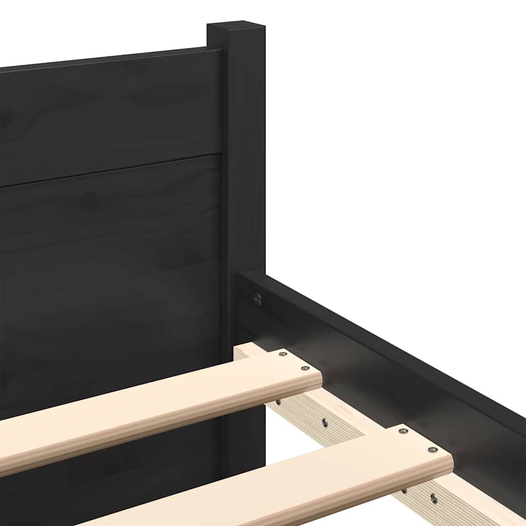 Bedframe massief hout zwart 90x190 cm