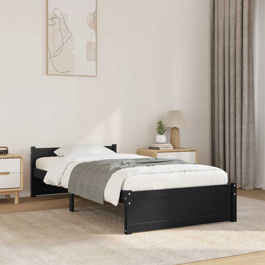 Bedframe massief hout zwart 100x200 cm is nu te koop bij PeponiXL, paradijselijk wonen!