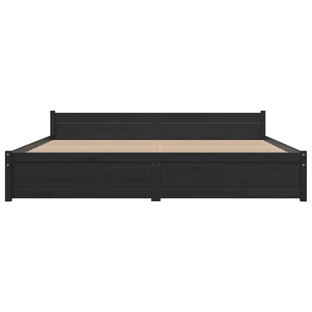 Bedframe massief hout zwart 180x200 cm