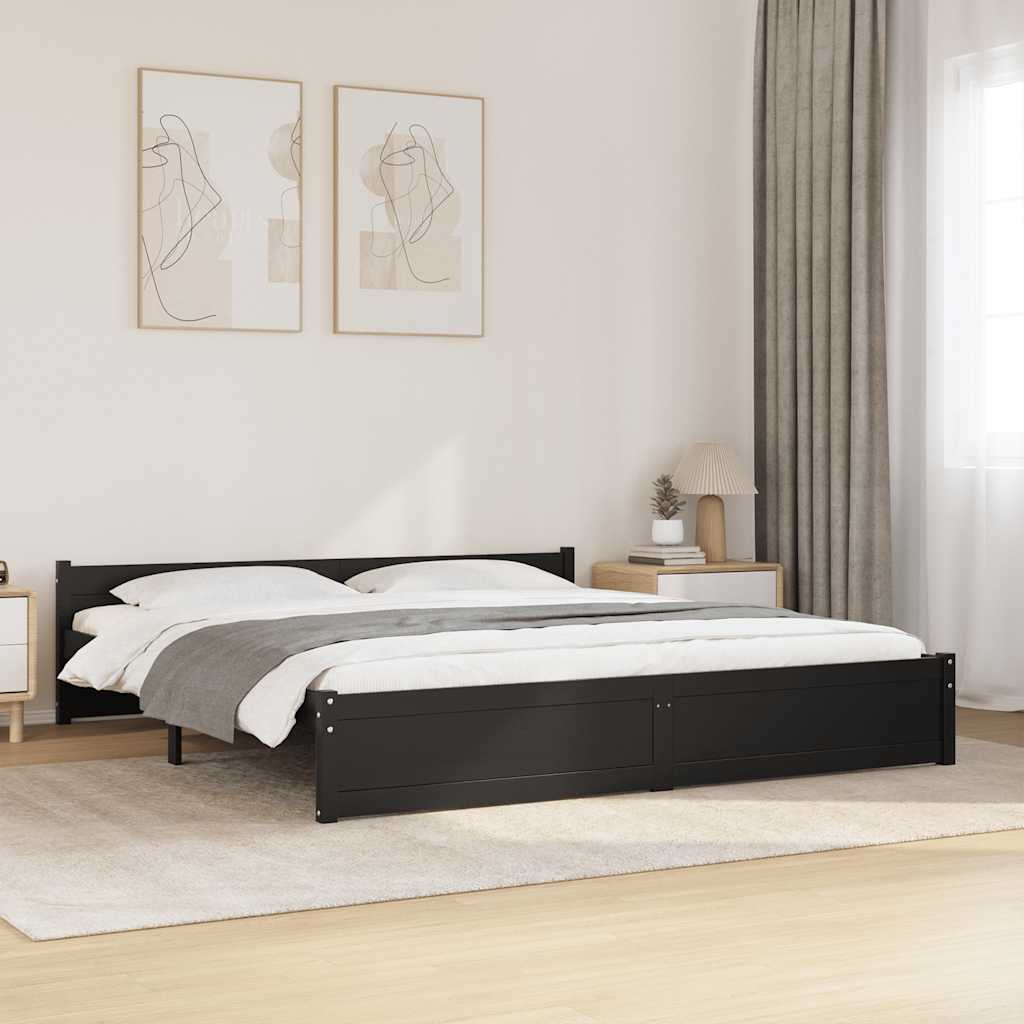 Bedframe massief hout zwart 180x200 cm