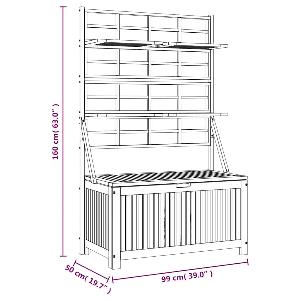 Opbergbox met latwerk 99x50x160 cm massief acaciahout is nu te koop bij PeponiXL, paradijselijk wonen!