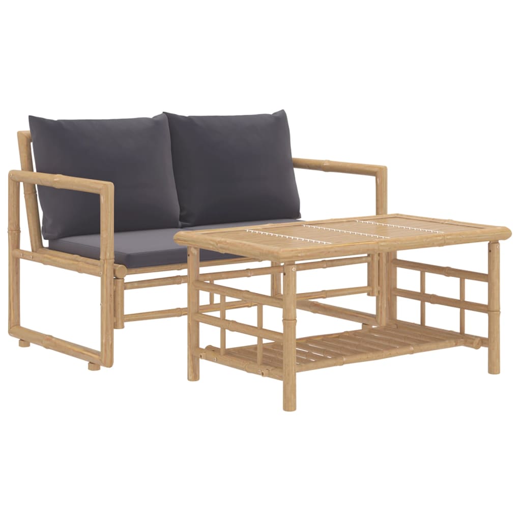 2-delige Loungeset met kussens bamboe donkergrijs is nu te koop bij PeponiXL, paradijselijk wonen!