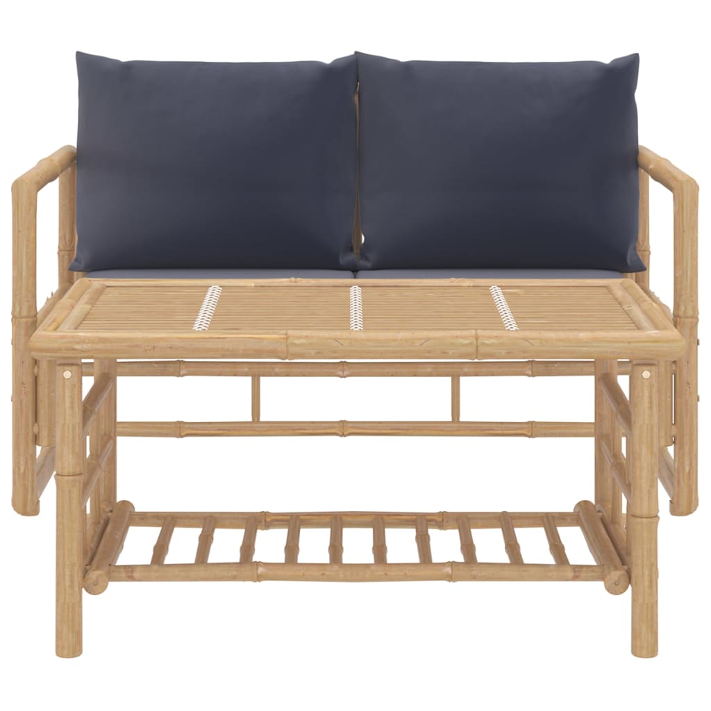 2-delige Loungeset met kussens bamboe donkergrijs is nu te koop bij PeponiXL, paradijselijk wonen!