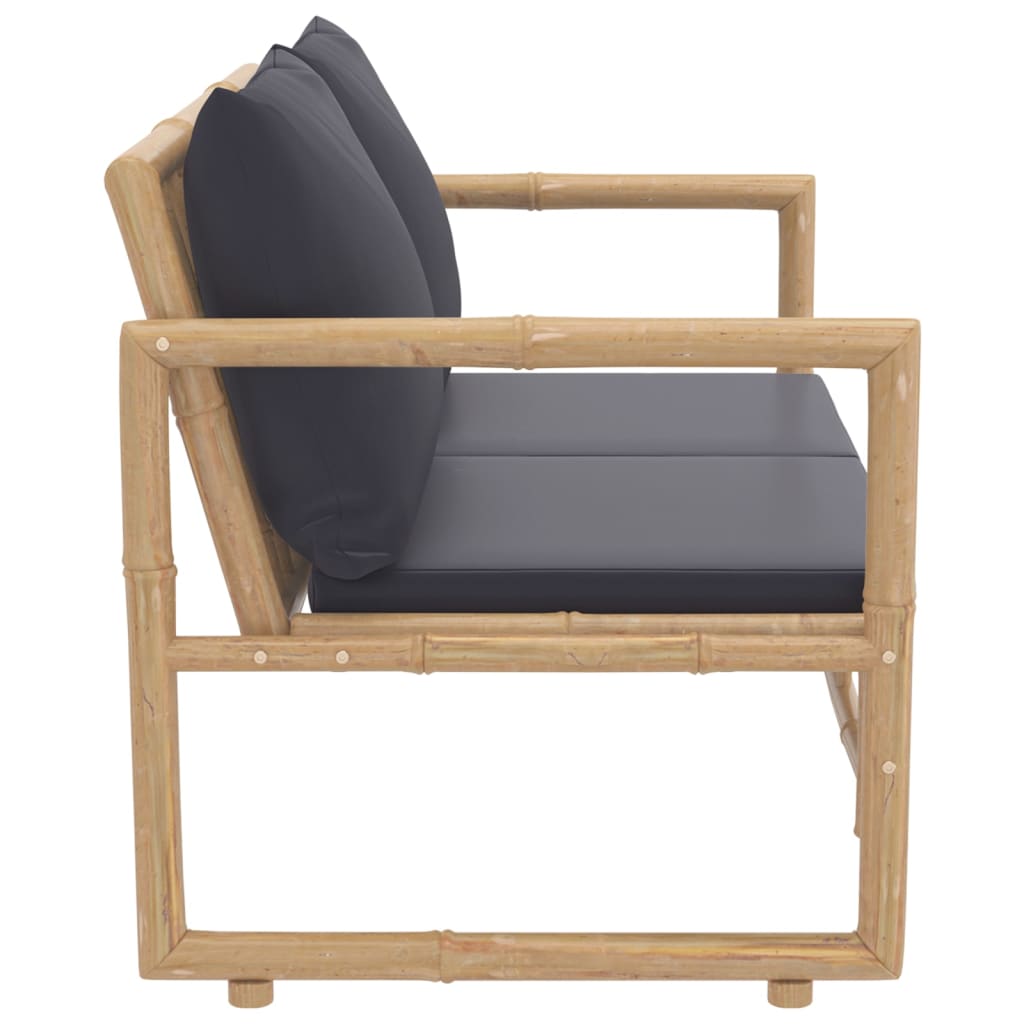 2-delige Loungeset met kussens bamboe donkergrijs is nu te koop bij PeponiXL, paradijselijk wonen!