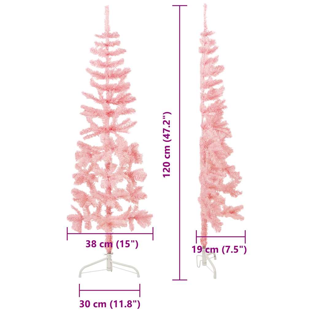Kunstkerstboom half met standaard smal 120 cm roze is nu te koop bij PeponiXL, paradijselijk wonen!