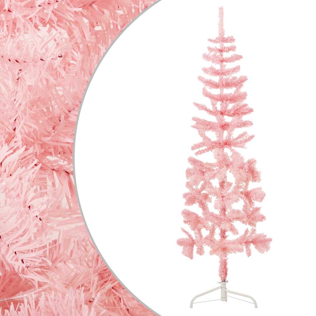 Kunstkerstboom half met standaard smal 180 cm roze is nu te koop bij PeponiXL, paradijselijk wonen!