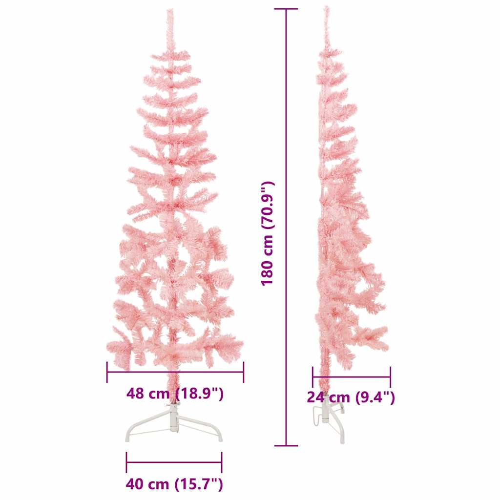 Kunstkerstboom half met standaard smal 180 cm roze is nu te koop bij PeponiXL, paradijselijk wonen!