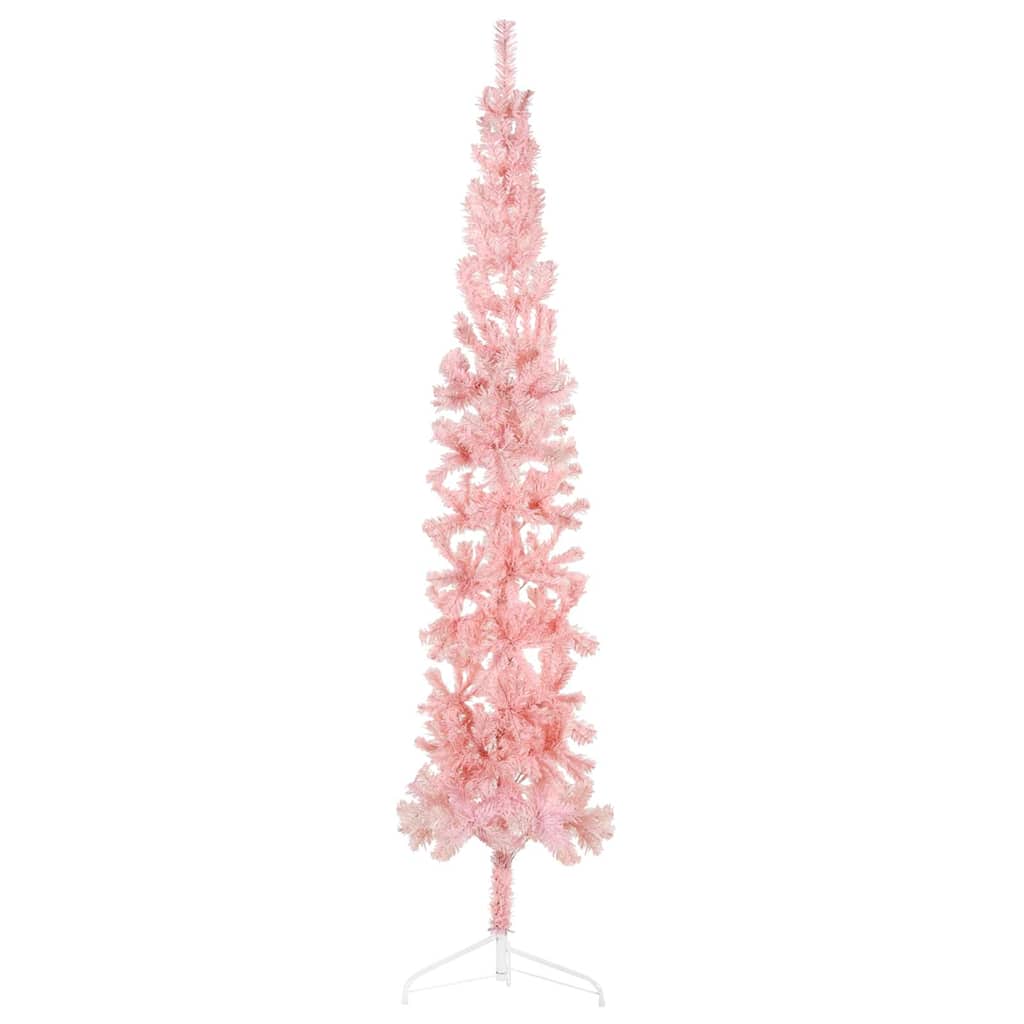 Kunstkerstboom half met standaard smal 210 cm roze is nu te koop bij PeponiXL, paradijselijk wonen!