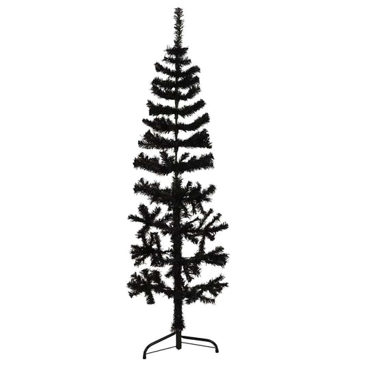 Kunstkerstboom half met standaard smal 120 cm zwart is nu te koop bij PeponiXL, paradijselijk wonen!