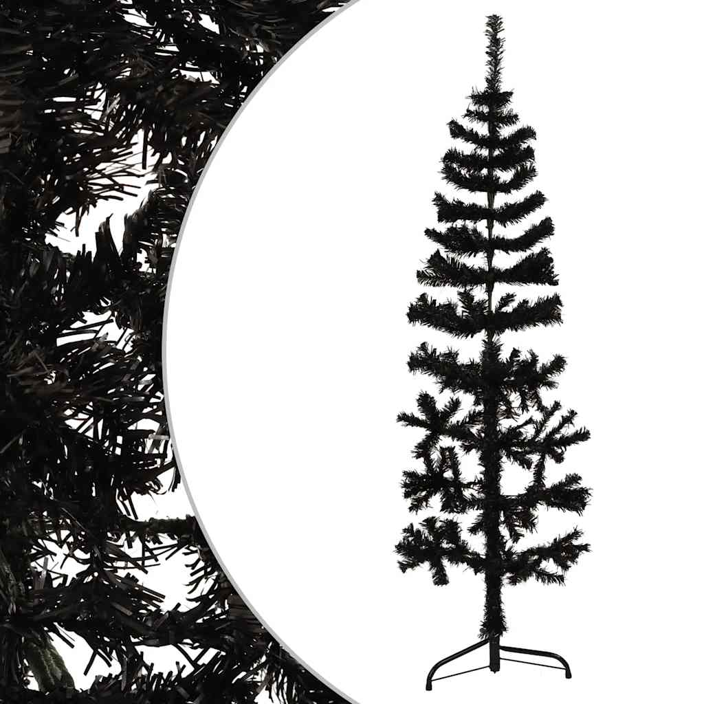 Kunstkerstboom half met standaard smal 120 cm zwart is nu te koop bij PeponiXL, paradijselijk wonen!