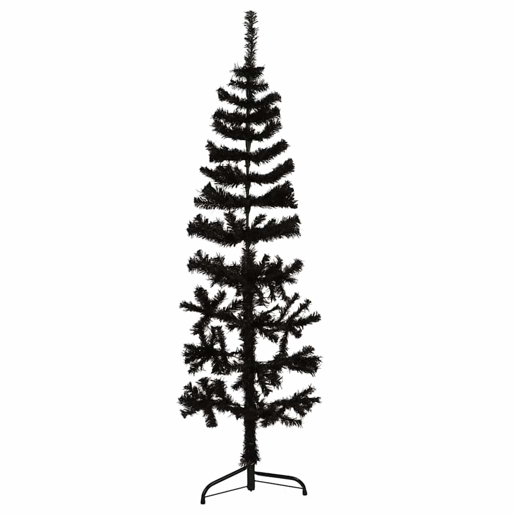 Kunstkerstboom half met standaard smal 150 cm zwart is nu te koop bij PeponiXL, paradijselijk wonen!