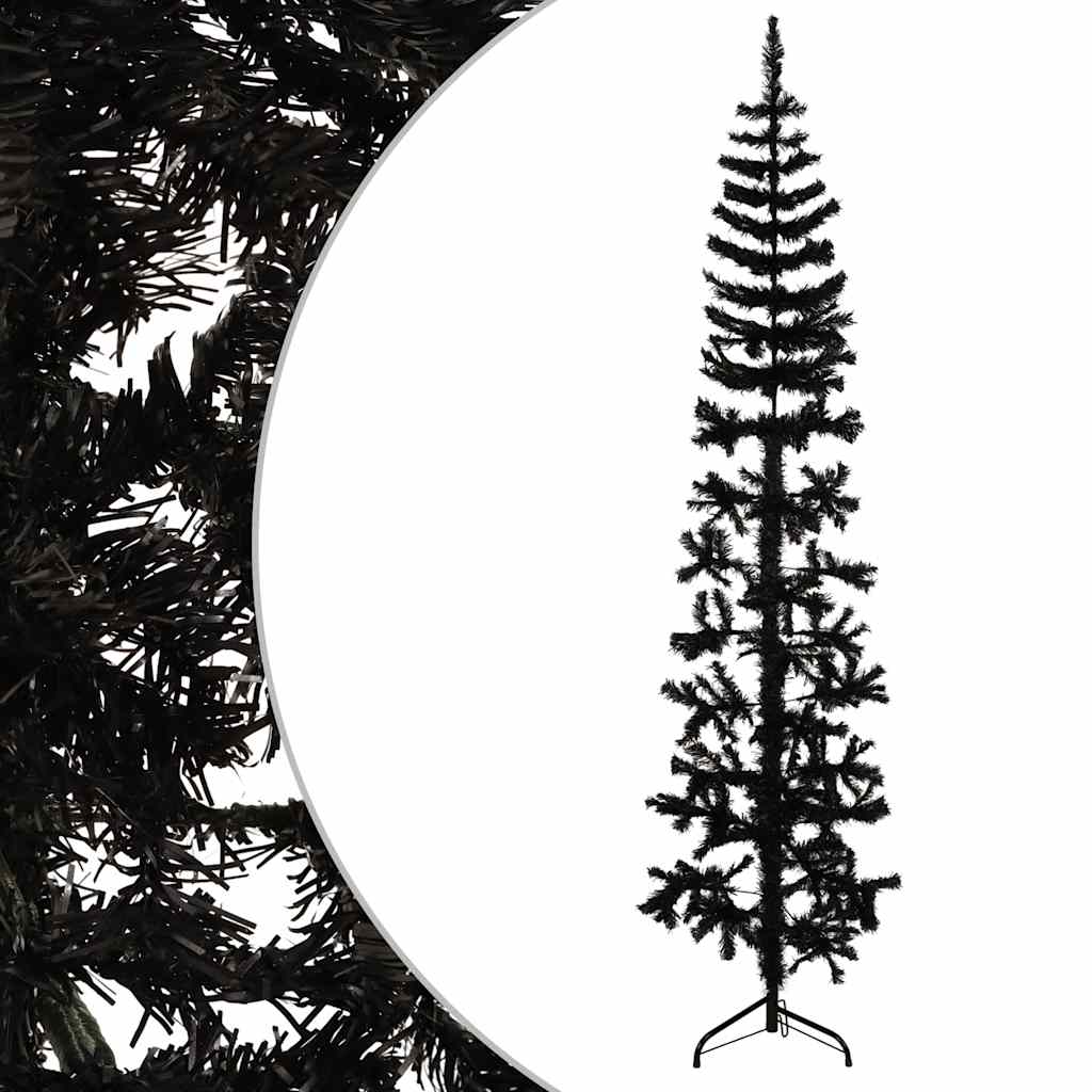 Kunstkerstboom half met standaard smal 180 cm zwart is nu te koop bij PeponiXL, paradijselijk wonen!