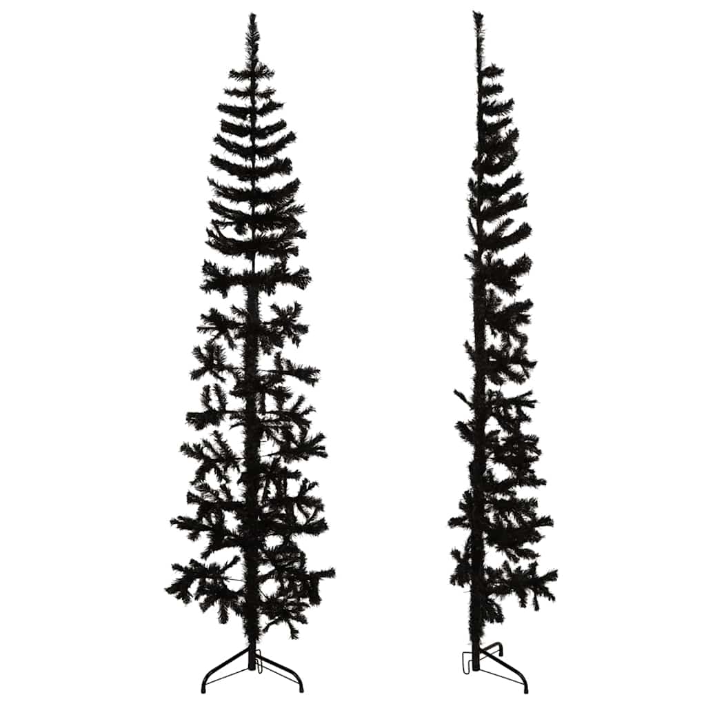 Kunstkerstboom half met standaard smal 180 cm zwart is nu te koop bij PeponiXL, paradijselijk wonen!