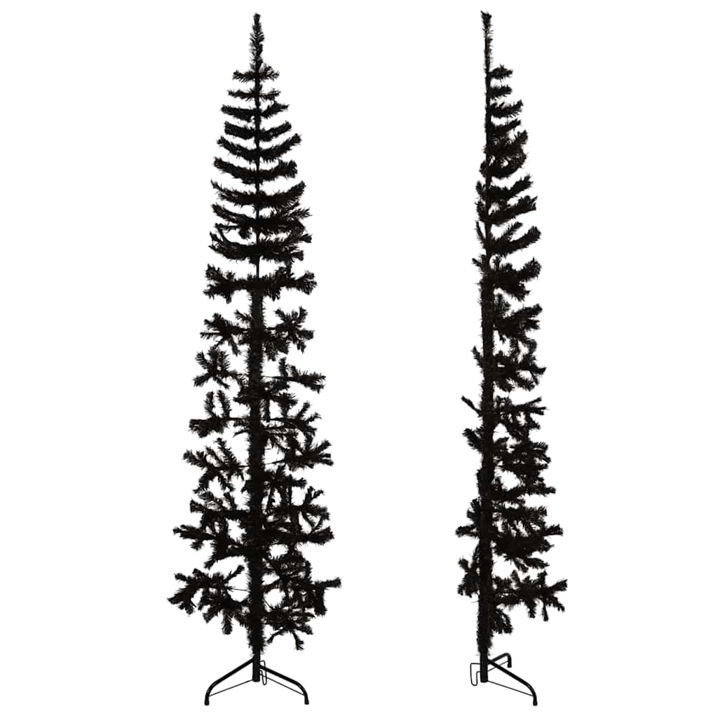Kunstkerstboom half met standaard smal 210 cm zwart is nu te koop bij PeponiXL, paradijselijk wonen!