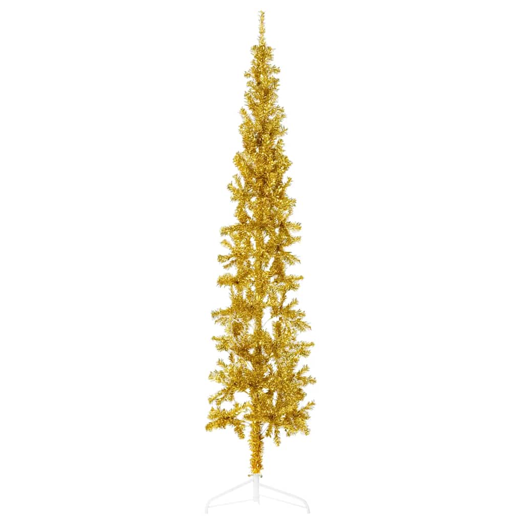 Kunstkerstboom half met standaard smal 210 cm goudkleurig is nu te koop bij PeponiXL, paradijselijk wonen!