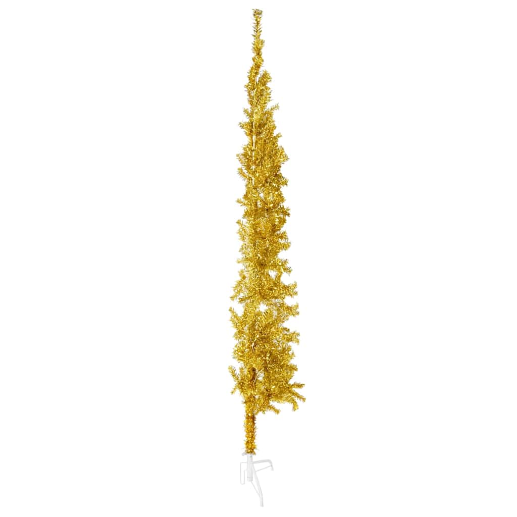 Kunstkerstboom half met standaard smal 210 cm goudkleurig is nu te koop bij PeponiXL, paradijselijk wonen!