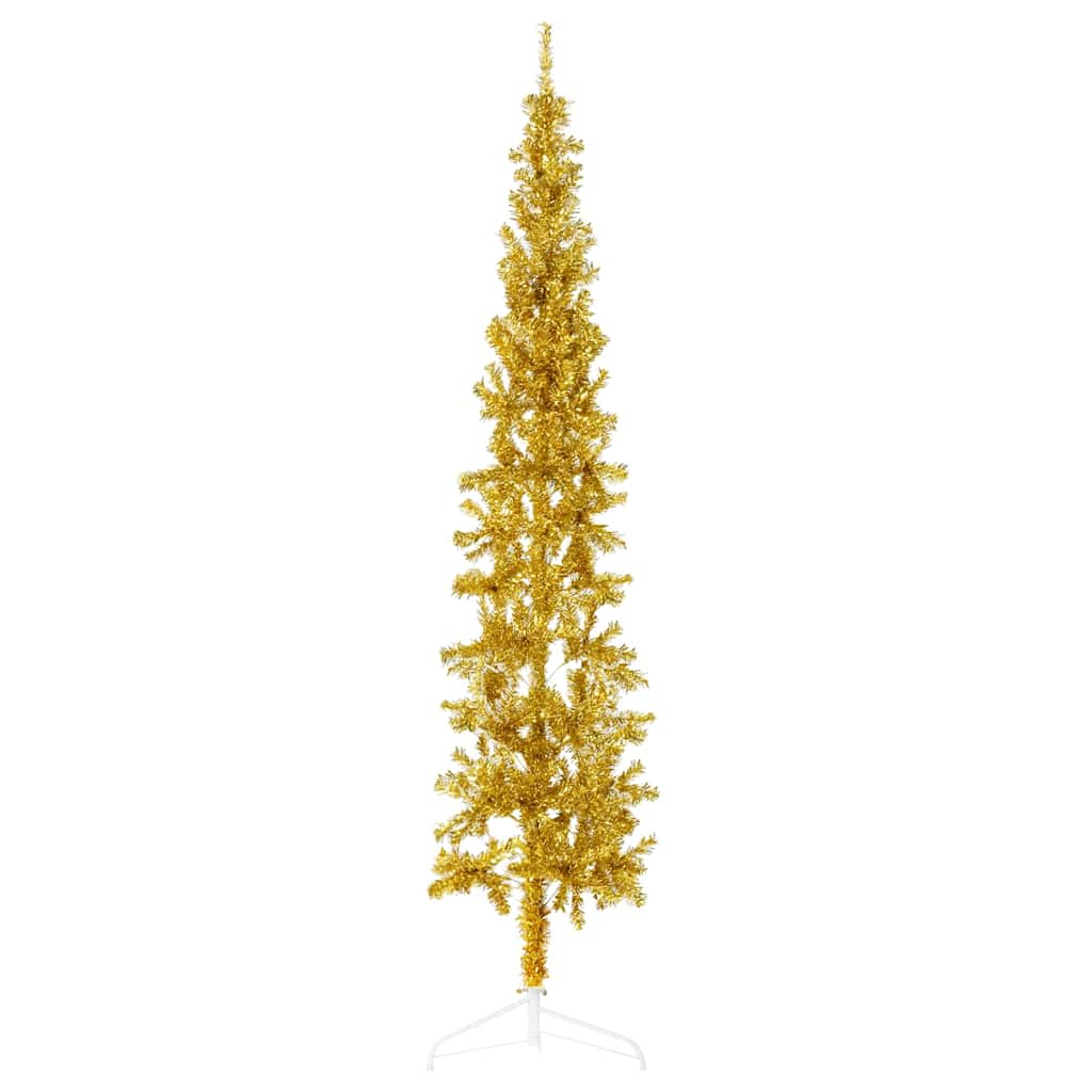Kunstkerstboom half met standaard smal 240 cm goudkleurig is nu te koop bij PeponiXL, paradijselijk wonen!