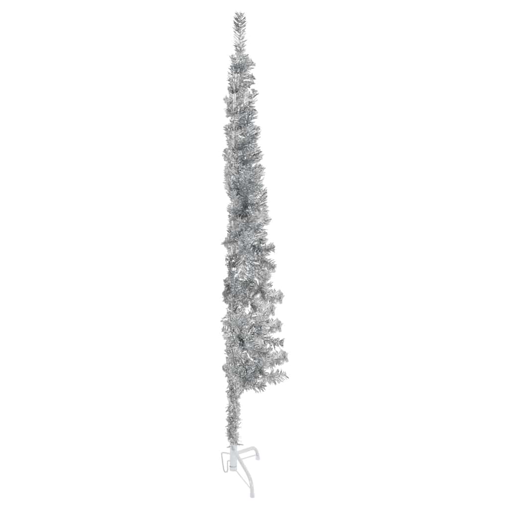 Kunstkerstboom half met standaard smal 120 cm zilverkleurig is nu te koop bij PeponiXL, paradijselijk wonen!