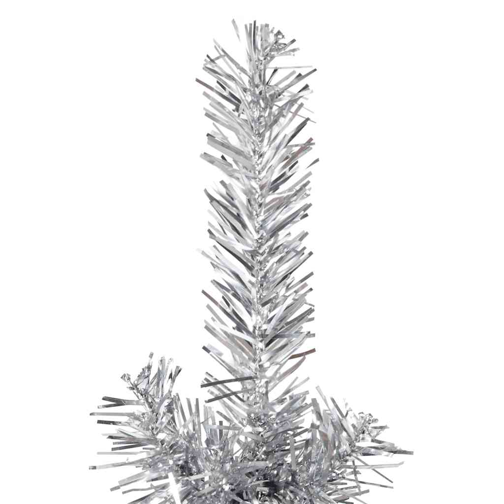 Kunstkerstboom half met standaard smal 180 cm zilverkleurig is nu te koop bij PeponiXL, paradijselijk wonen!