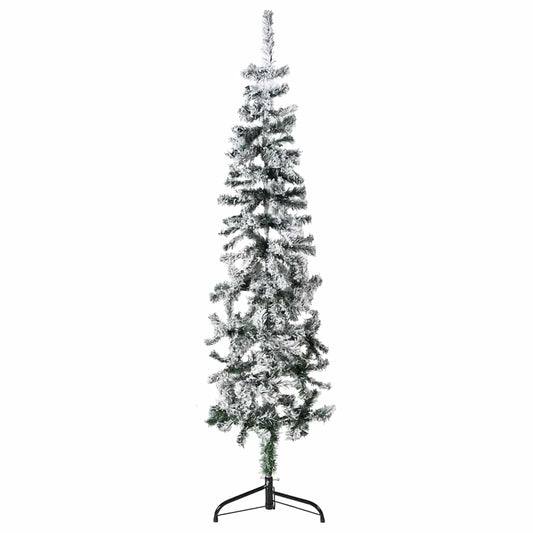 Kunstkerstboom half met sneeuw smal 150 cm is nu te koop bij PeponiXL, paradijselijk wonen!