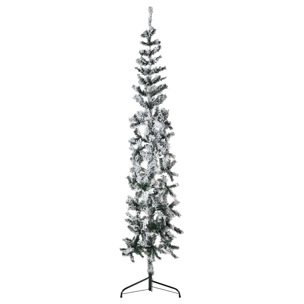 Kunstkerstboom half met sneeuw smal 180 cm is nu te koop bij PeponiXL, paradijselijk wonen!