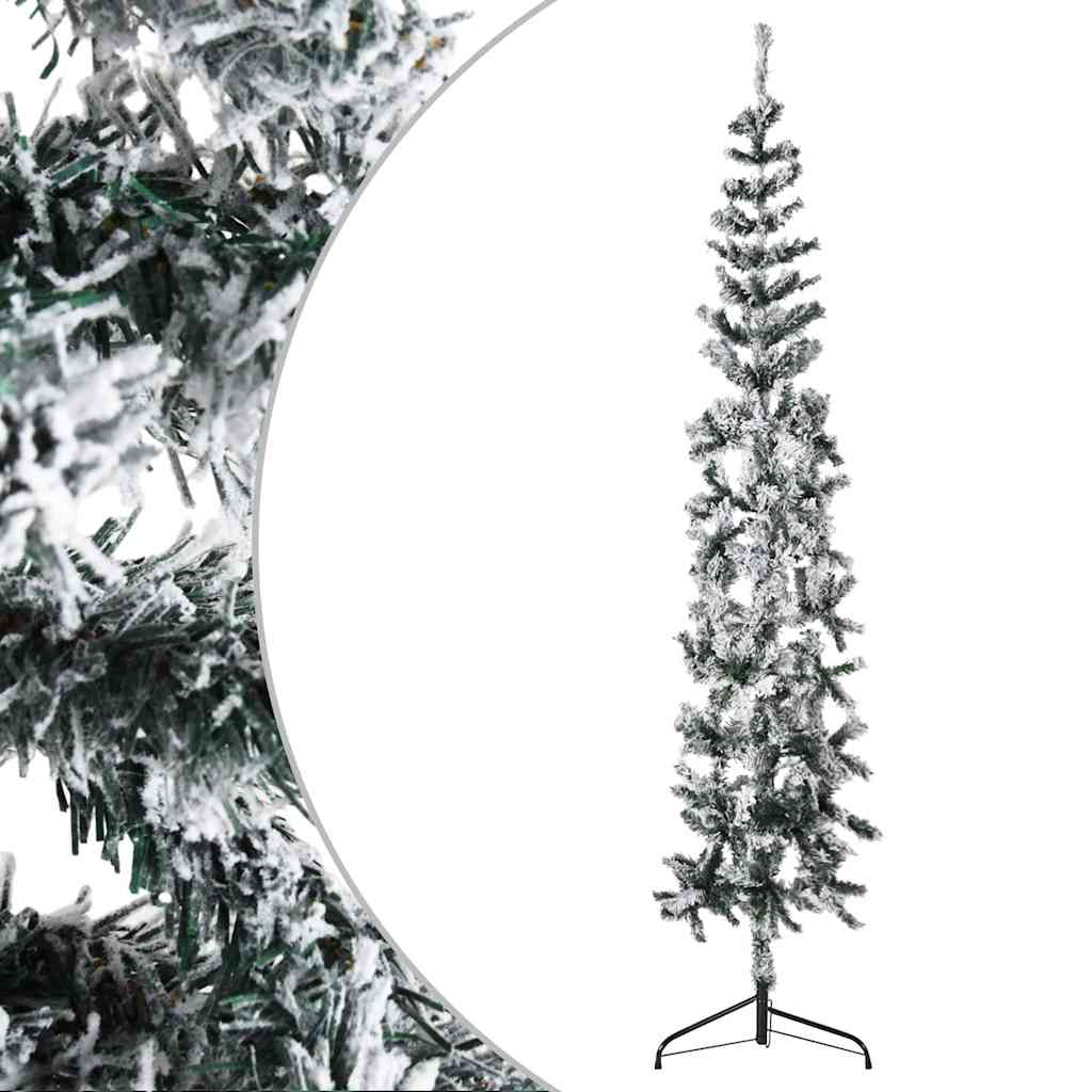 Kunstkerstboom half met sneeuw smal 180 cm is nu te koop bij PeponiXL, paradijselijk wonen!