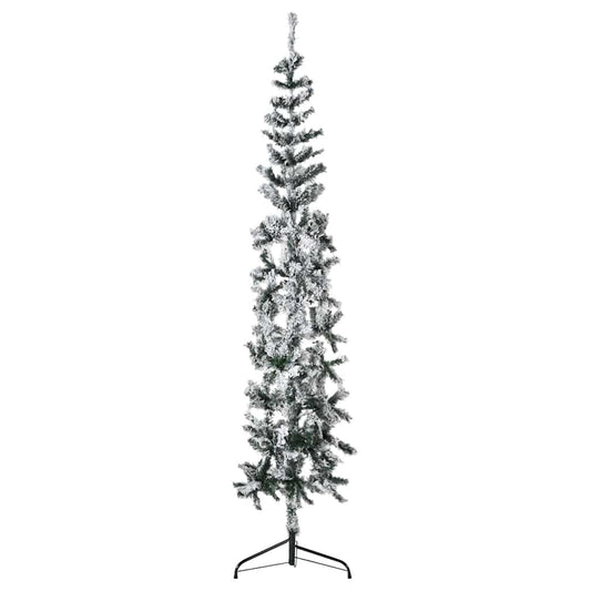 Kunstkerstboom half met sneeuw smal 210 cm is nu te koop bij PeponiXL, paradijselijk wonen!