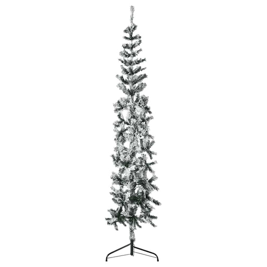 Kunstkerstboom half met sneeuw smal 240 cm is nu te koop bij PeponiXL, paradijselijk wonen!