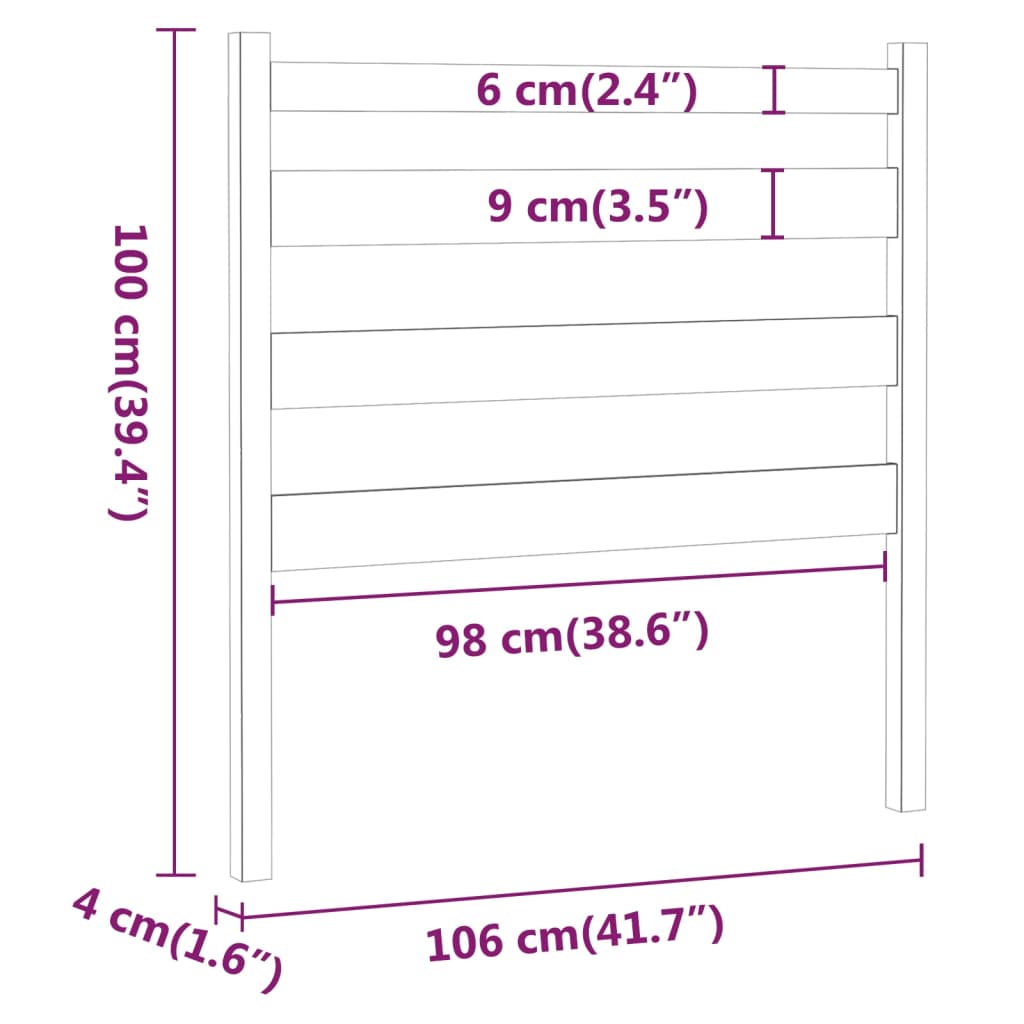 Hoofdbord 106x4x100 cm massief grenenhout zwart is nu te koop bij PeponiXL, paradijselijk wonen!
