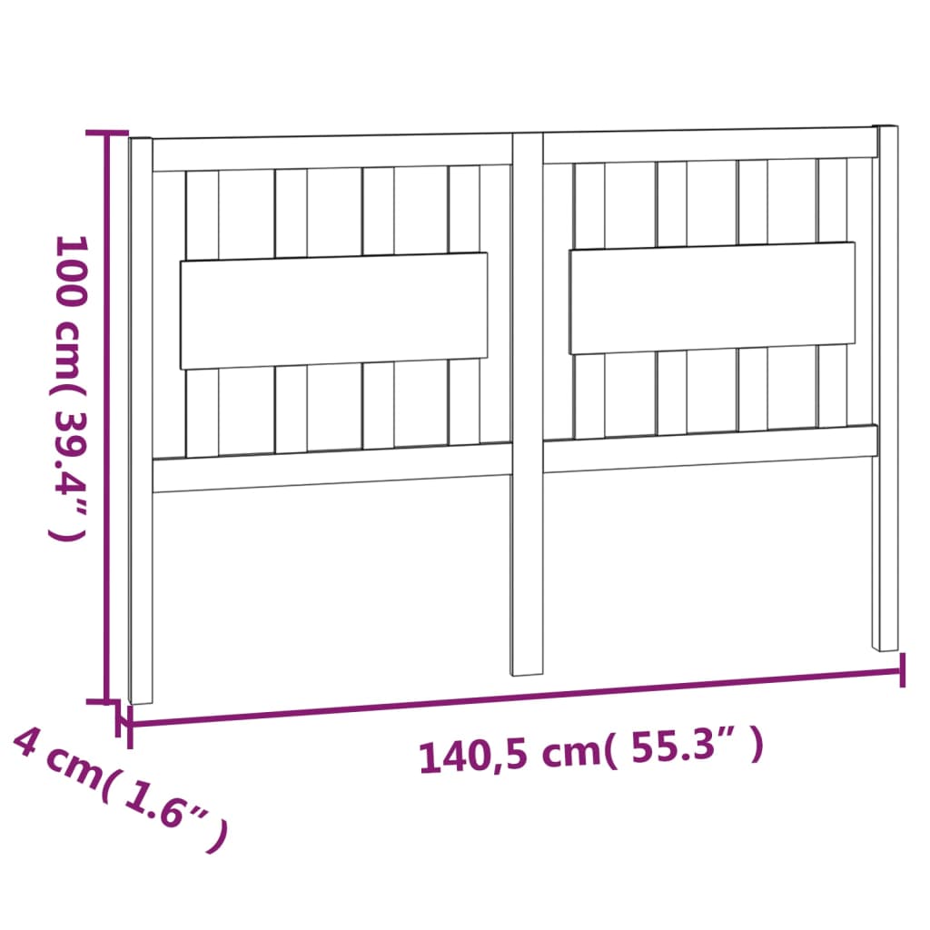 Hoofdbord 140,5x4x100 cm massief grenenhout is nu te koop bij PeponiXL, paradijselijk wonen!